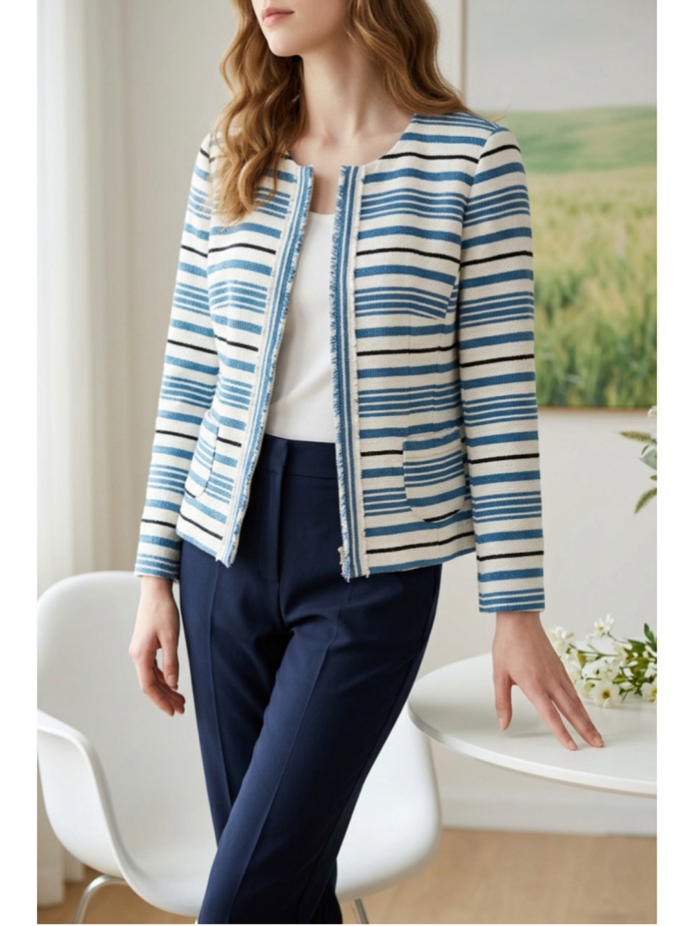 Gerry Weber Striped Blazer Jacket Size Small